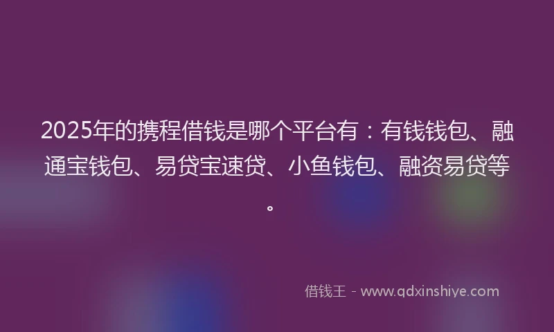 2025年的携程借钱是哪个平台有：有钱钱包、融通宝钱包、易贷宝速贷、小鱼钱包、融资易贷等。