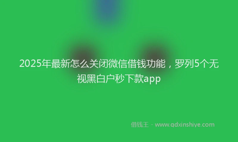2025年最新怎么关闭微信借钱功能，罗列5个无视黑白户秒下款app