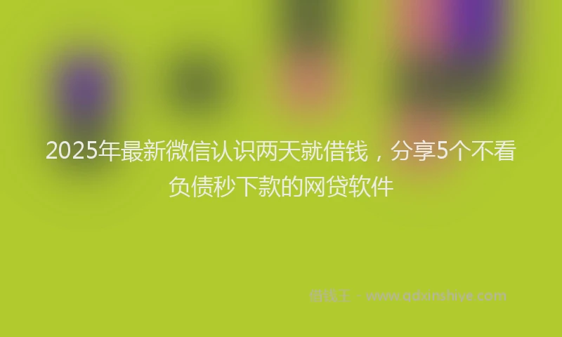 2025年最新微信认识两天就借钱，分享5个不看负债秒下款的网贷软件
