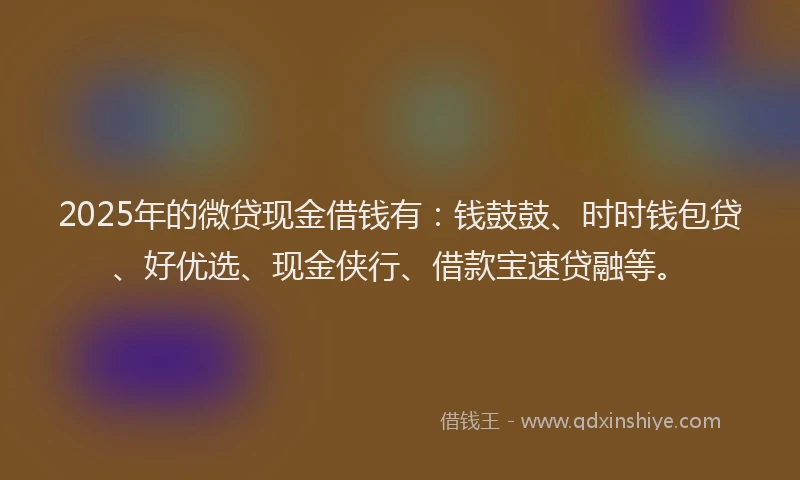 2025年的微贷现金借钱有：钱鼓鼓、时时钱包贷、好优选、现金侠行、借款宝速贷融等。