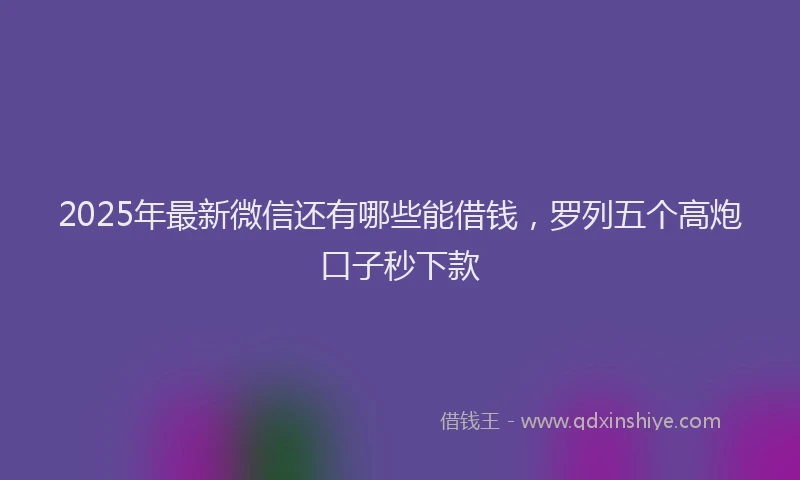 2025年最新微信还有哪些能借钱，罗列五个高炮口子秒下款
