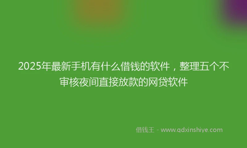 2025年最新手机有什么借钱的软件，整理五个不审核夜间直接放款的网贷软件