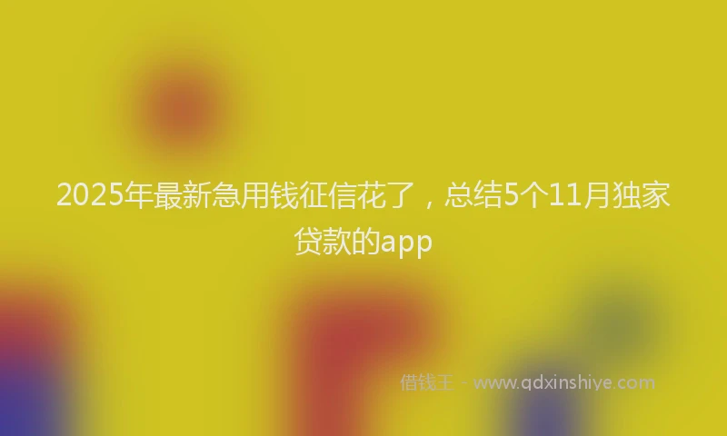 2025年最新急用钱征信花了，总结5个11月独家贷款的app