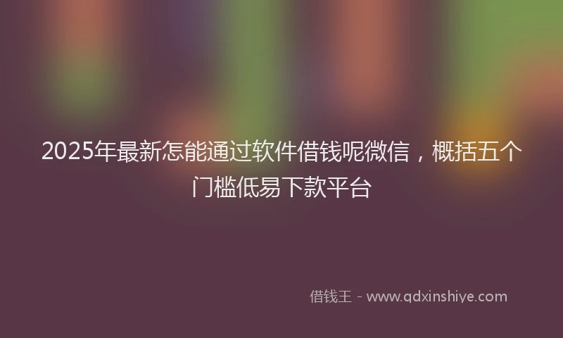 2025年最新怎能通过软件借钱呢微信，概括五个门槛低易下款平台