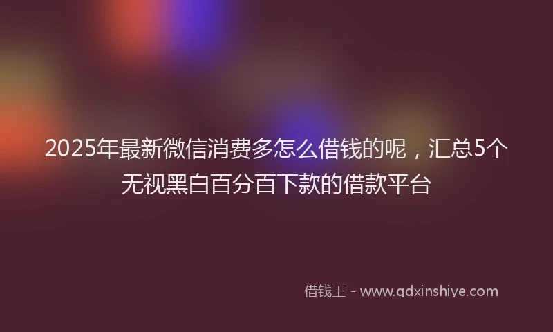 2025年最新微信消费多怎么借钱的呢，汇总5个无视黑白百分百下款的借款平台