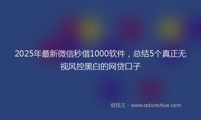 2025年最新微信秒借1000软件，总结5个真正无视风控黑白的网贷口子