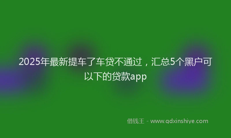 2025年最新提车了车贷不通过，汇总5个黑户可以下的贷款app
