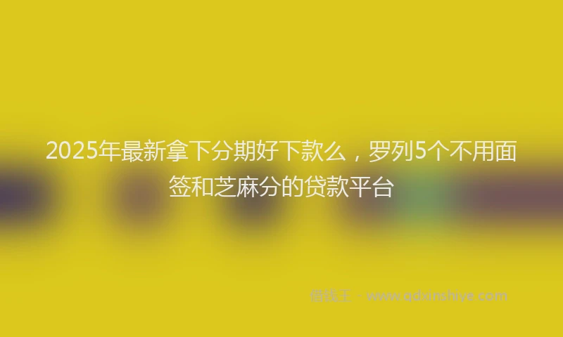 2025年最新拿下分期好下款么，罗列5个不用面签和芝麻分的贷款平台