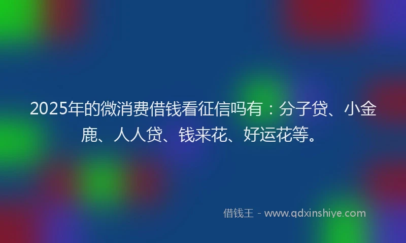 2025年的微消费借钱看征信吗有：分子贷、小金鹿、人人贷、钱来花、好运花等。