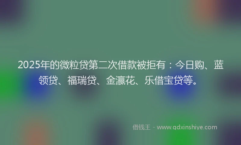 2025年的微粒贷第二次借款被拒有：今日购、蓝领贷、福瑞贷、金瀛花、乐借宝贷等。
