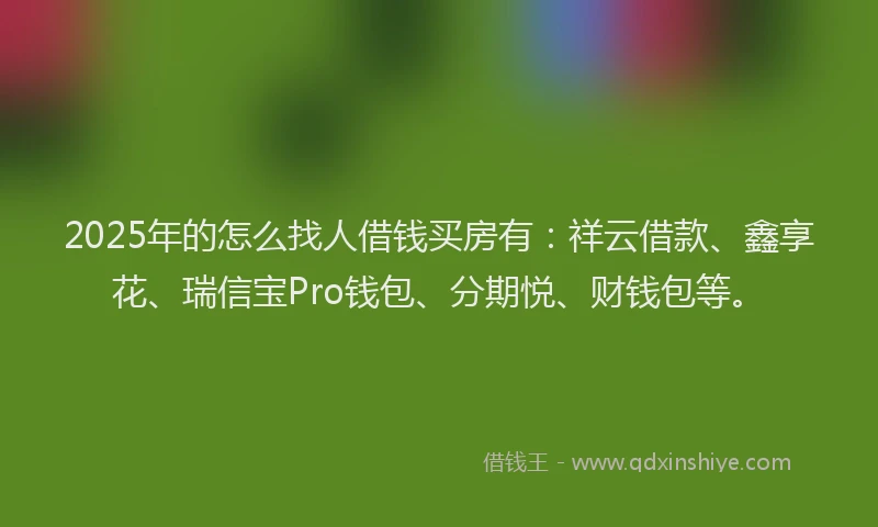 2025年的怎么找人借钱买房有：祥云借款、鑫享花、瑞信宝Pro钱包、分期悦、财钱包等。