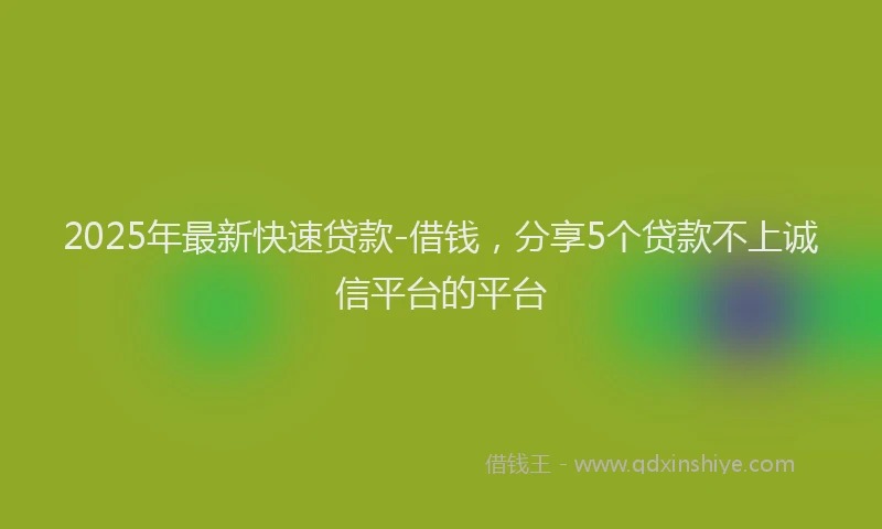 2025年最新快速贷款-借钱，分享5个贷款不上诚信平台的平台