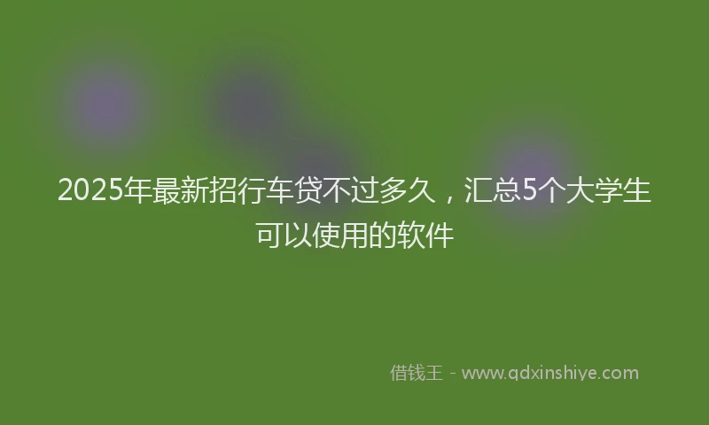 2025年最新招行车贷不过多久，汇总5个大学生可以使用的软件