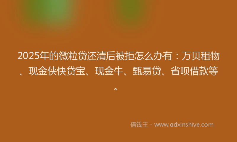 2025年的微粒贷还清后被拒怎么办有：万贝租物、现金侠快贷宝、现金牛、甄易贷、省呗借款等。