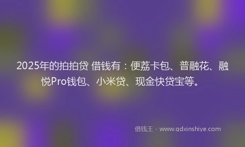 2025年的拍拍贷 借钱有：便荔卡包、普融花、融悦Pro钱包、小米贷、现金快贷宝等。