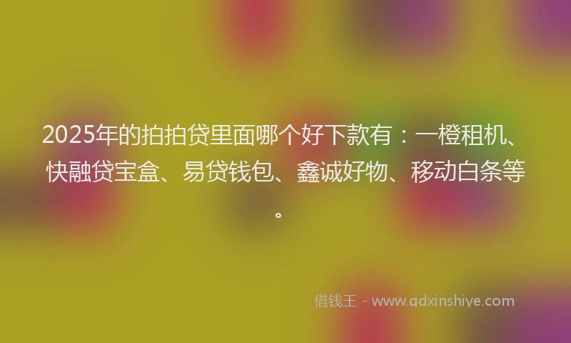 2025年的拍拍贷里面哪个好下款有：一橙租机、快融贷宝盒、易贷钱包、鑫诚好物、移动白条等。