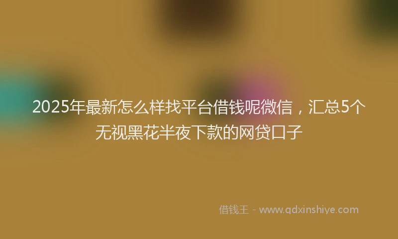2025年最新怎么样找平台借钱呢微信，汇总5个无视黑花半夜下款的网贷口子