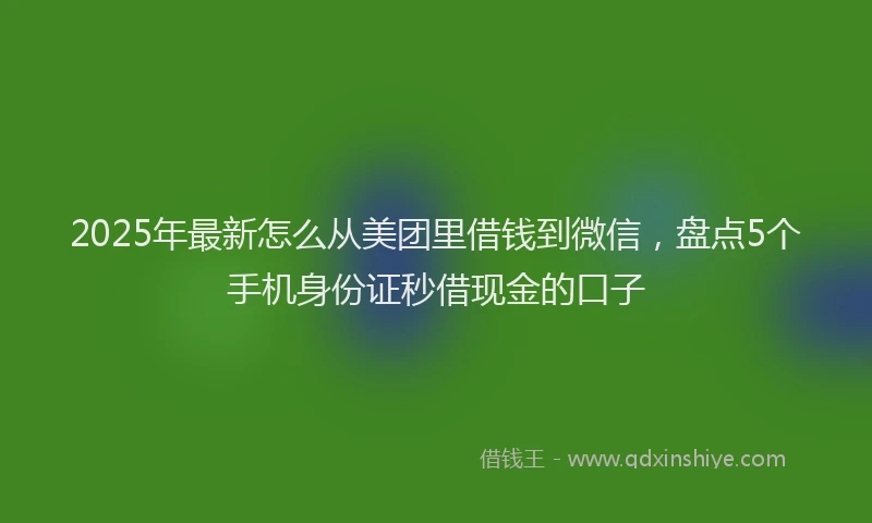 2025年最新怎么从美团里借钱到微信，盘点5个手机身份证秒借现金的口子