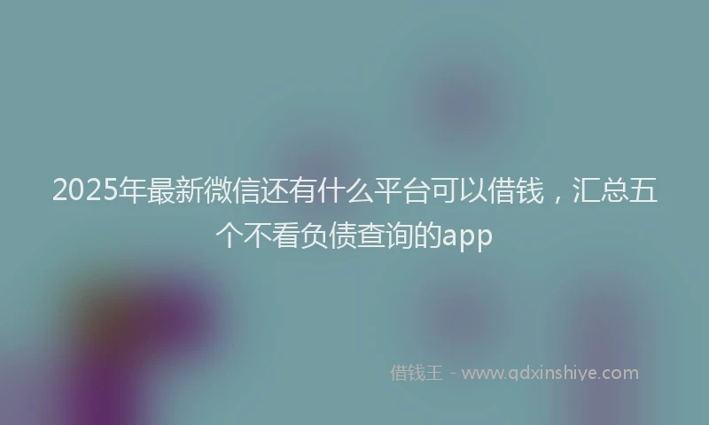 2025年最新微信还有什么平台可以借钱，汇总五个不看负债查询的app