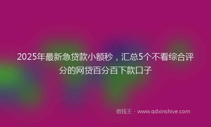2025年最新急贷款小额秒，汇总5个不看综合评分的网贷百分百下款口子