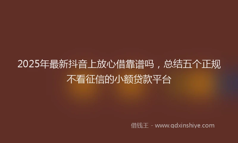 2025年最新抖音上放心借靠谱吗，总结五个正规不看征信的小额贷款平台