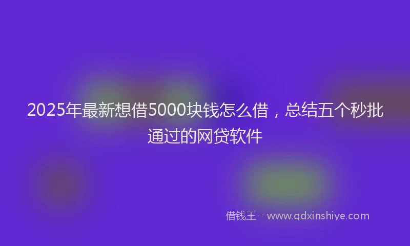 2025年最新想借5000块钱怎么借，总结五个秒批通过的网贷软件