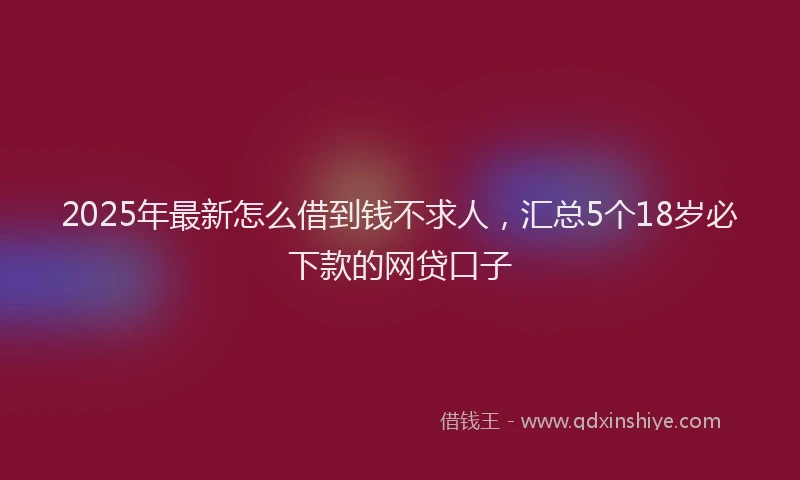 2025年最新怎么借到钱不求人，汇总5个18岁必下款的网贷口子