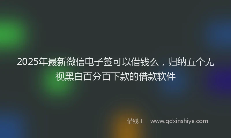 2025年最新微信电子签可以借钱么，归纳五个无视黑白百分百下款的借款软件