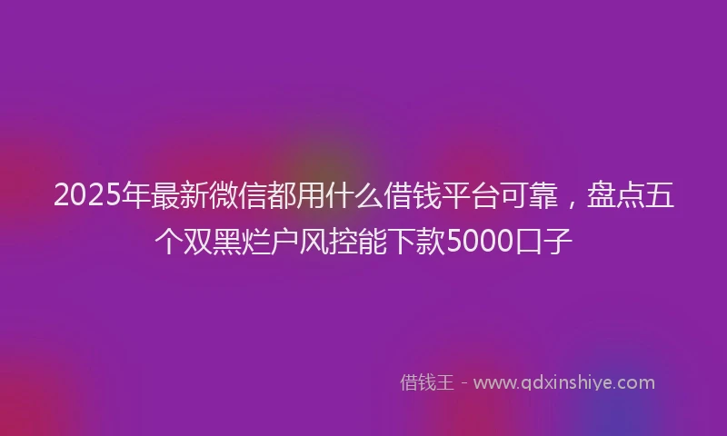 2025年最新微信都用什么借钱平台可靠，盘点五个双黑烂户风控能下款5000口子