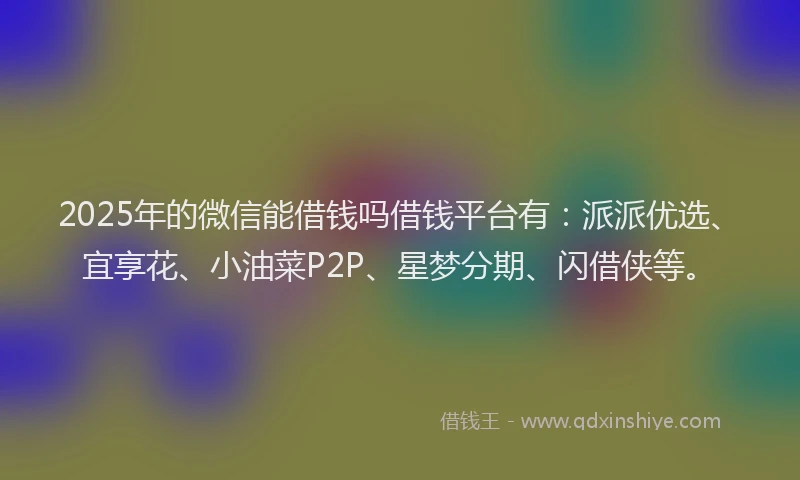 2025年的微信能借钱吗借钱平台有：派派优选、宜享花、小油菜P2P、星梦分期、闪借侠等。