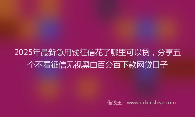 2025年最新急用钱征信花了哪里可以贷，分享五个不看征信无视黑白百分百下款网贷口子