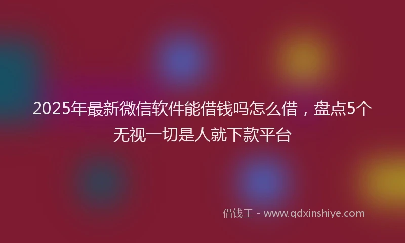 2025年最新微信软件能借钱吗怎么借，盘点5个无视一切是人就下款平台