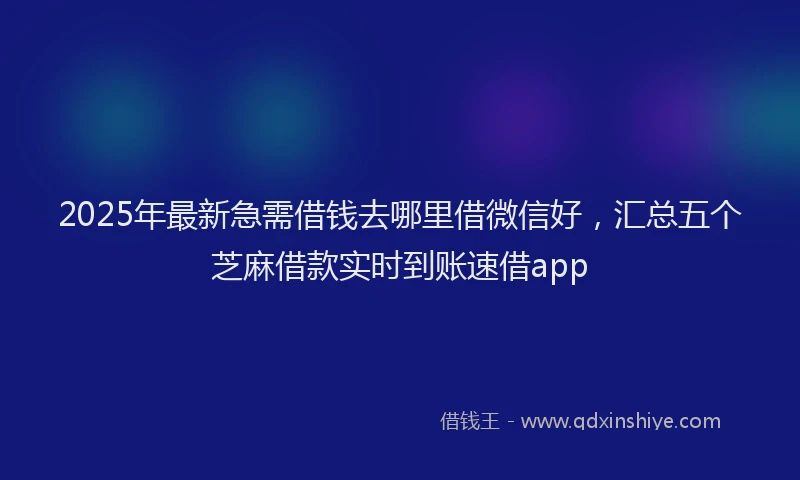 2025年最新急需借钱去哪里借微信好，汇总五个芝麻借款实时到账速借app