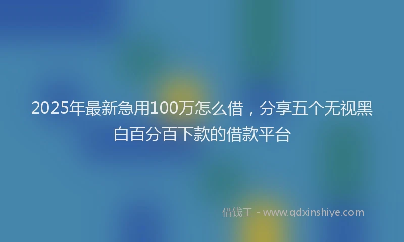 2025年最新急用100万怎么借，分享五个无视黑白百分百下款的借款平台