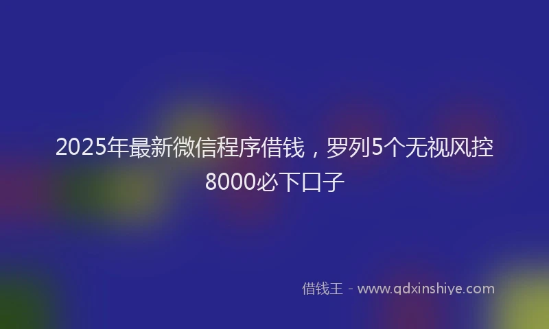 2025年最新微信程序借钱，罗列5个无视风控8000必下口子