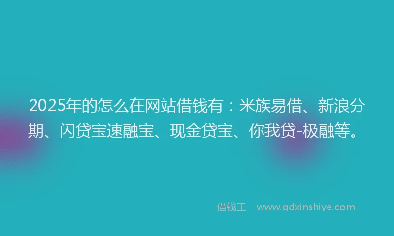 2025年的怎么在网站借钱有：米族易借、新浪分期、闪贷宝速融宝、现金贷宝、你我贷-极融等。