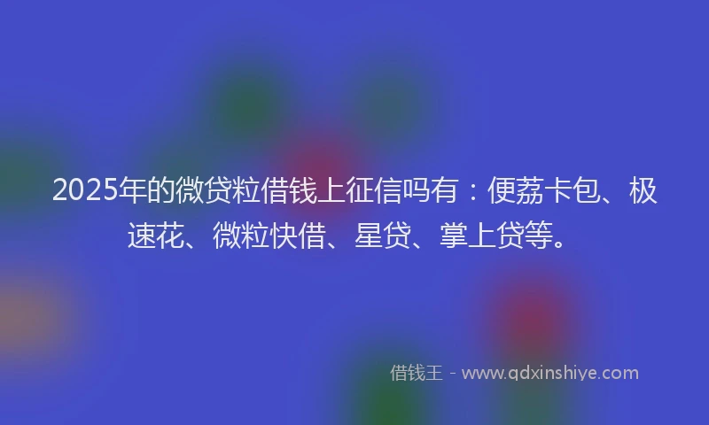 2025年的微贷粒借钱上征信吗有：便荔卡包、极速花、微粒快借、星贷、掌上贷等。
