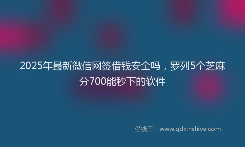 2025年最新微信网签借钱安全吗，罗列5个芝麻分700能秒下的软件