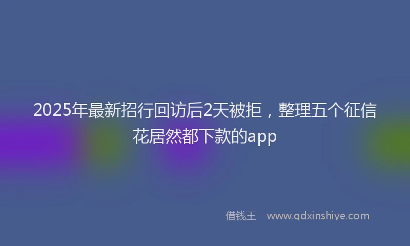 2025年最新招行回访后2天被拒，整理五个征信花居然都下款的app