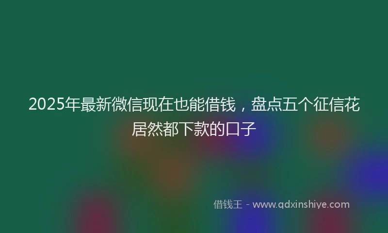 2025年最新微信现在也能借钱，盘点五个征信花居然都下款的口子