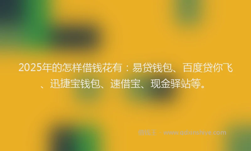2025年的怎样借钱花有：易贷钱包、百度贷你飞、迅捷宝钱包、速借宝、现金驿站等。