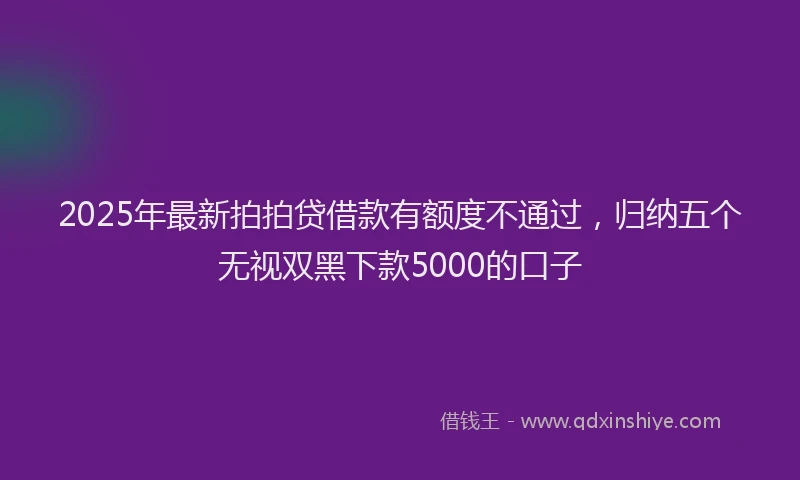 2025年最新拍拍贷借款有额度不通过，归纳五个无视双黑下款5000的口子