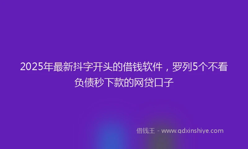2025年最新抖字开头的借钱软件，罗列5个不看负债秒下款的网贷口子