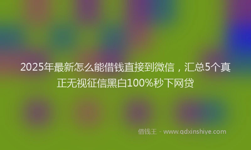 2025年最新怎么能借钱直接到微信，汇总5个真正无视征信黑白100%秒下网贷