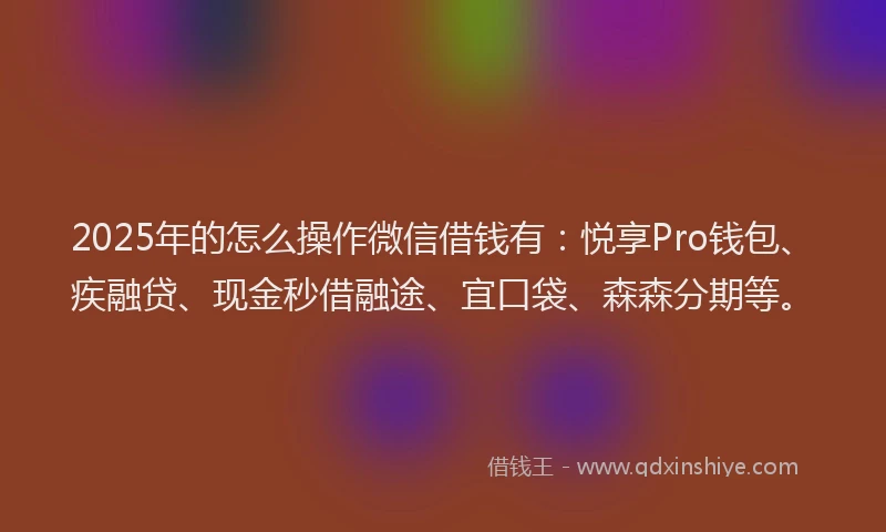2025年的怎么操作微信借钱有：悦享Pro钱包、疾融贷、现金秒借融途、宜口袋、森森分期等。