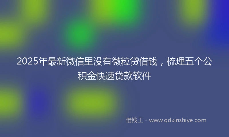 2025年最新微信里没有微粒贷借钱，梳理五个公积金快速贷款软件