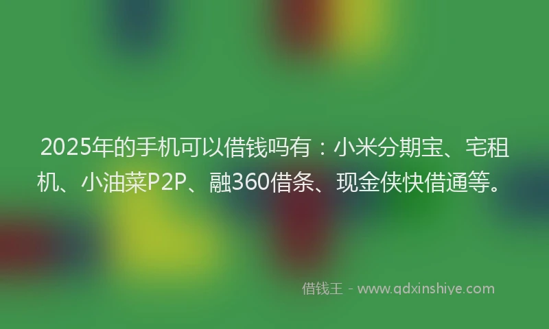 2025年的手机可以借钱吗有：小米分期宝、宅租机、小油菜P2P、融360借条、现金侠快借通等。