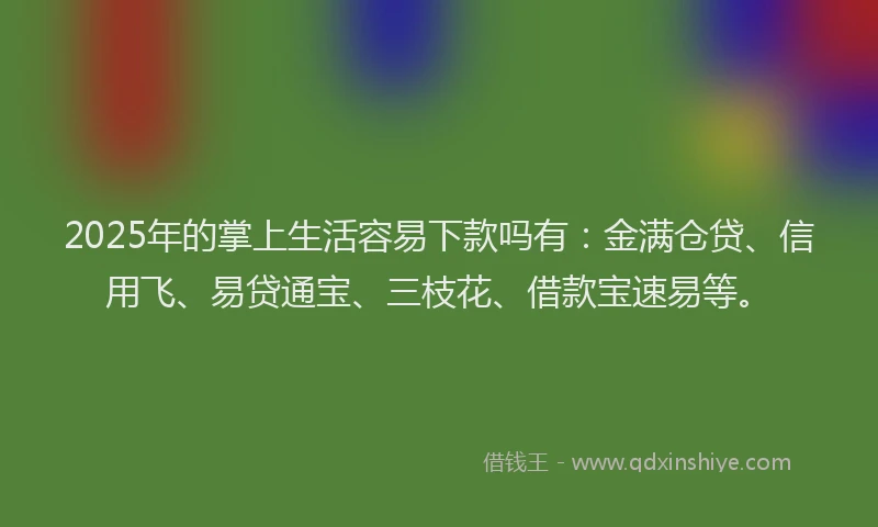 2025年的掌上生活容易下款吗有：金满仓贷、信用飞、易贷通宝、三枝花、借款宝速易等。