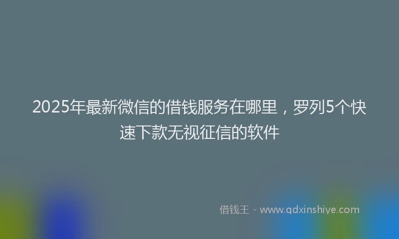 2025年最新微信的借钱服务在哪里，罗列5个快速下款无视征信的软件