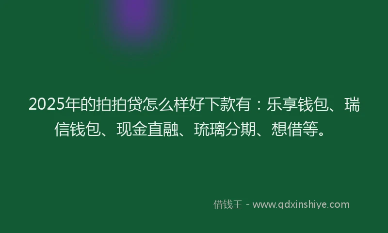 2025年的拍拍贷怎么样好下款有：乐享钱包、瑞信钱包、现金直融、琉璃分期、想借等。